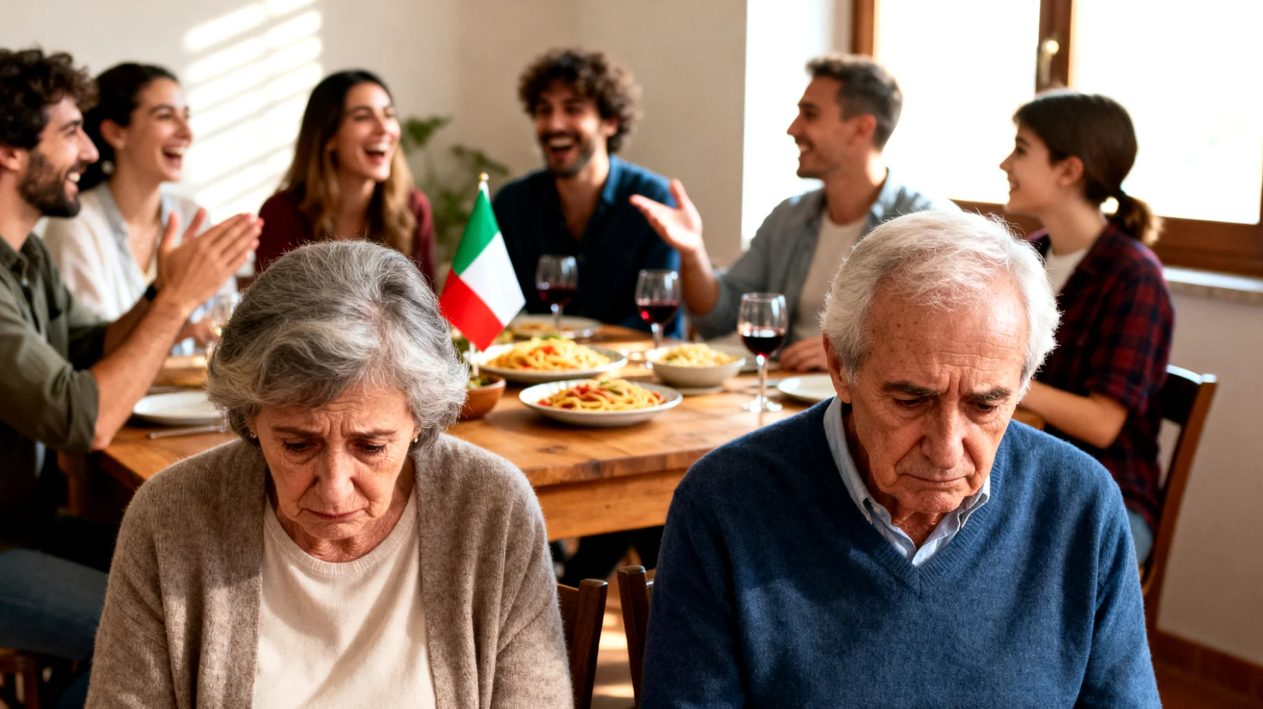 I nonni si sentono esclusi o in conflitto con i genitori (loro figli) riguardo al rapporto con i nipoti giovani adulti, con tensioni su aspettative, tradizioni familiari e il ruolo che dovrebbero avere nella vita dei nipoti ormai autonomi"